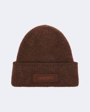 Jacquemus Logo Alpaca And Wool-Blend Beanie - Brown