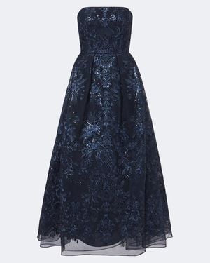 Elie Saab Cocktailkleid Aus Spitze Mit Pailletten - Blau