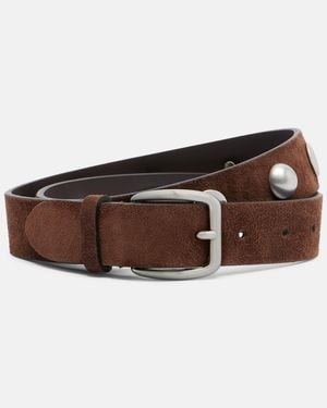 Nour Hammour Studded Suede Belt - Brown