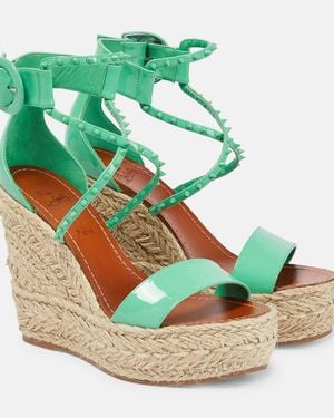 Christian Louboutin Chocazeppa 120 Embellished Wedge Sandals - Green