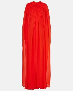 Givenchy Verziertes Cape-Abendkleid Aus Seide - Rot
