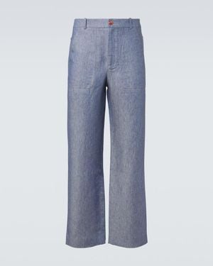 God's True Cashmere Gerade Hose Aus Leinen-Denim Mit Karneol - Blau