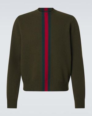 Gucci Pullover Web Stripe Aus Wolle - Grün