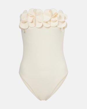Karla Colletto Tess Floral-Applique Swimsuit - Natural