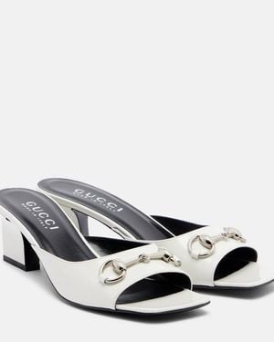 Gucci Signora Horsebit Leather Mules - Metallic