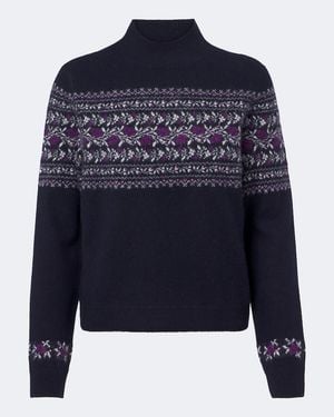 Vince Fair Isle Floral Cashmere Jumper - Blue