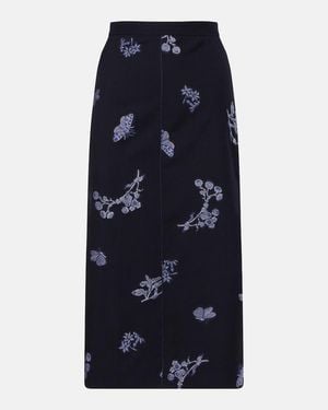 Erdem Wool And Cotton Jacquard Pencil Skirt - Blue