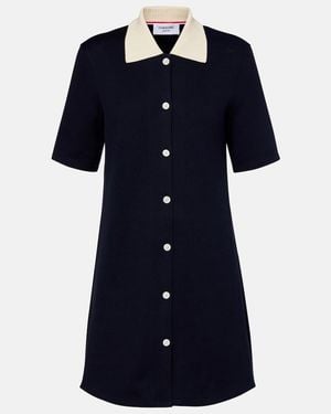 Thom Browne Short Sleeve Cotton Polo Mini Dress - Blue