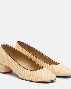 Le Monde Beryl Leather-Trimmed Raffia Pumps - Natural