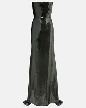 Alex Perry Sequined Corset Gown - Green
