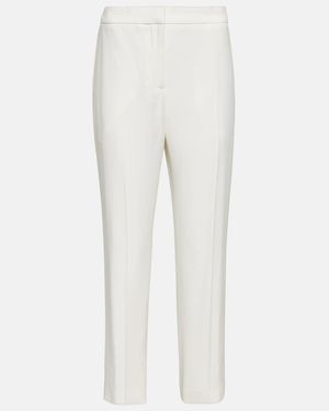 McQueen Mid-Rise Slim Crepe Trousers - White