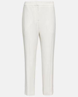 McQueen Mid-Rise Slim Crepe Pants - White