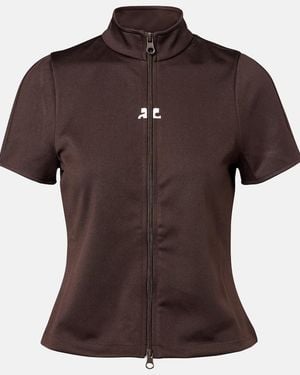 Courreges Interlock Jersey Zip-Up Top - Brown