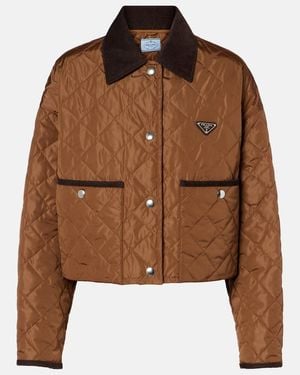 Prada Re-Nylon Quilted Cropped Jacket - Brown