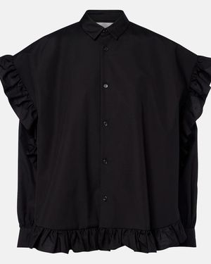 Noir Kei Ninomiya Bluse Aus Baumwolle Mit Rueschen - Schwarz