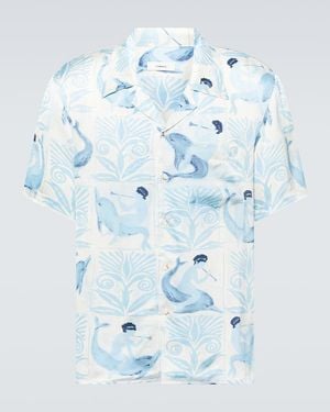 Commas Camicia Bowling Con Stampa - Blu