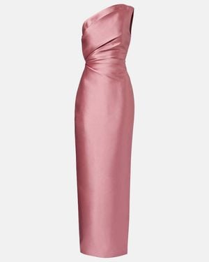Solace London Kira Draped One-Shoulder Satin Gown - Pink