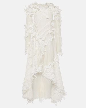 Zimmermann Tranquillity Linen And Silk Organza Midi Dress - White