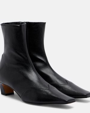 KHAITE Nevada Leather Ankle Boots - Black