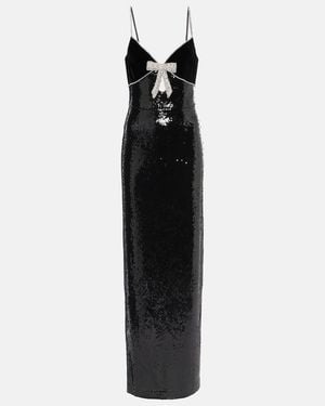 Rebecca Vallance X Nicky Hilton Lena Bow-Detail Sequined Gown - Black