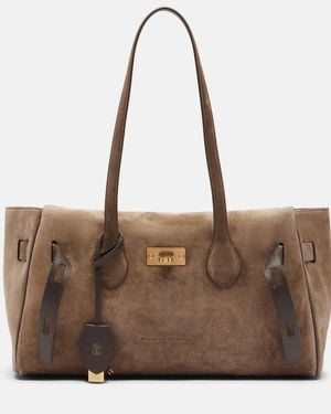 Brunello Cucinelli Schultertasche Medium Aus Veloursleder - Braun