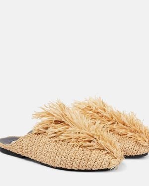 Jil Sander Slippers Aus Raffiabast - Natur