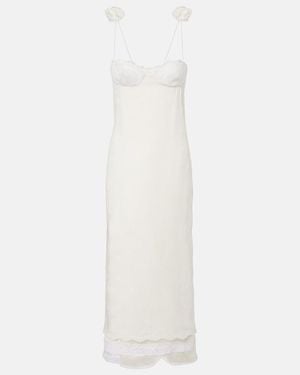Magda Butrym Embroidered Silk, Wool And Cotton-Blend Midi Dress - White