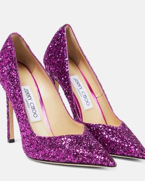 Jimmy Choo Casse 100 Glitter-Embellished Court Shoes - Purple