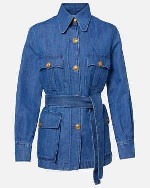 Valentino Belted Denim Jacket - Blue