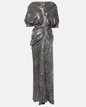 Dries Van Noten Sequined Ruched Gown - Grey