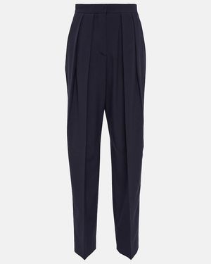 Stella McCartney Pleated High-Rise Tapered Trousers - Blue