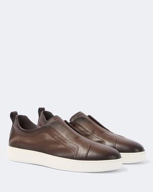 Santoni Slip-On-Sneakers Victory Aus Leder - Braun