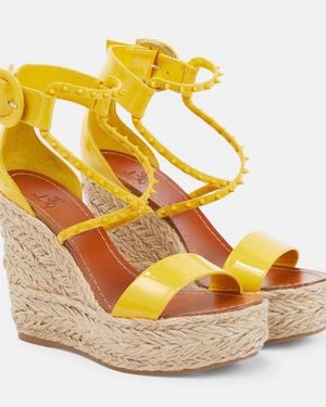 Christian Louboutin Chocazeppa Spikes 120 Espadrille Wedges - Metallic