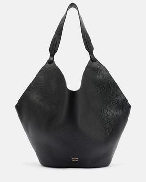 KHAITE Lotus Medium Leather Tote Bag - Black