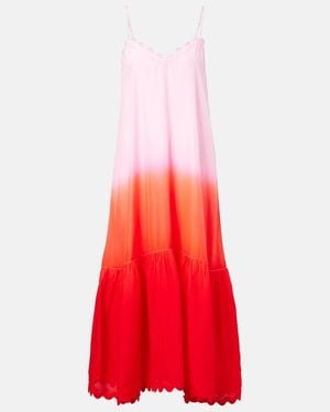 Juliet Dunn Ombre Silk Midi Dress - Red