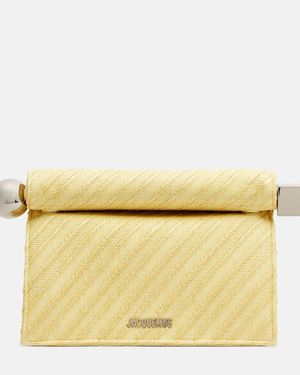 Jacquemus Rond Carre Raffia-Effect Clutch - Yellow