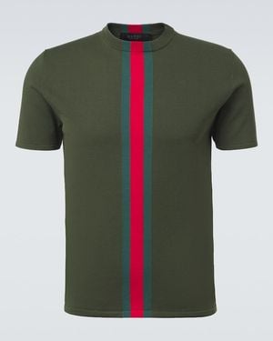 Gucci T-Shirt Web Stripe Aus Baumwolle - Grün