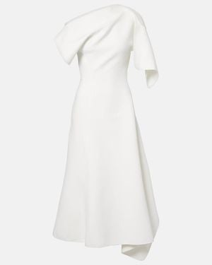 Maticevski Diadem Draped Asymmetric Midi Dress - White