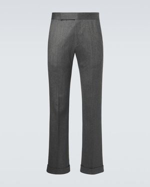 Tom Ford Mouline Wool Twill Straight Trousers - Grey