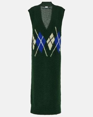 Burberry Argyle Wool Maxi Dress - Green