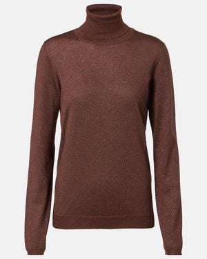 Brunello Cucinelli Cashmere And Silk-Blend Turtleneck Sweater - Brown