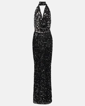 AYA MUSE Bellico Sequined Halterneck Maxi Dress - Black