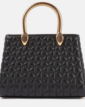 BVLGARI Serpentine Duo Leather Top-Handle Bag - Black