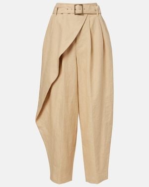 Polo Ralph Lauren Belted Linen Barrel-Leg Trousers - Natural