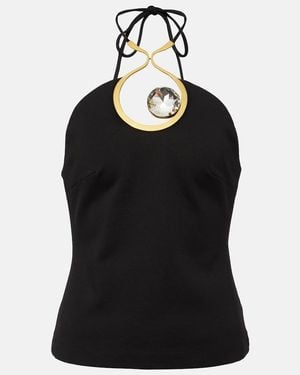 Area Crystal-Embellished Halterneck Top - Black