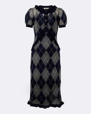 ShuShu/Tong Argyle Wool And Mohair-Blend Midi Dress - Black