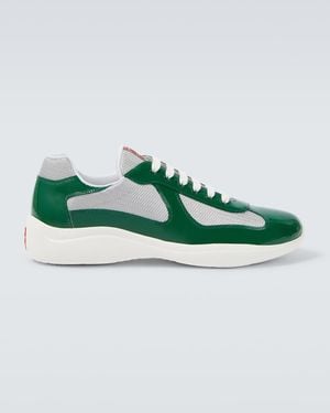 Prada America's Cup Patent Leather & Technical Fabric Trainers - Green