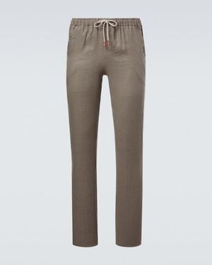 Kiton Linen Slim Trousers - Grey
