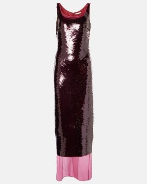 Emilia Wickstead Nehemia Sequined Layered Gown - Purple