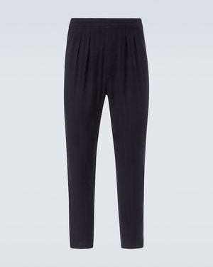 Tom Ford Striped Cotton And Silk Straight Trousers - Blue
